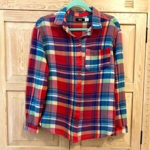 BDG Plaid Button Down Shirt Cotton Camp Shirt 90s Grunge Indie Sleaze